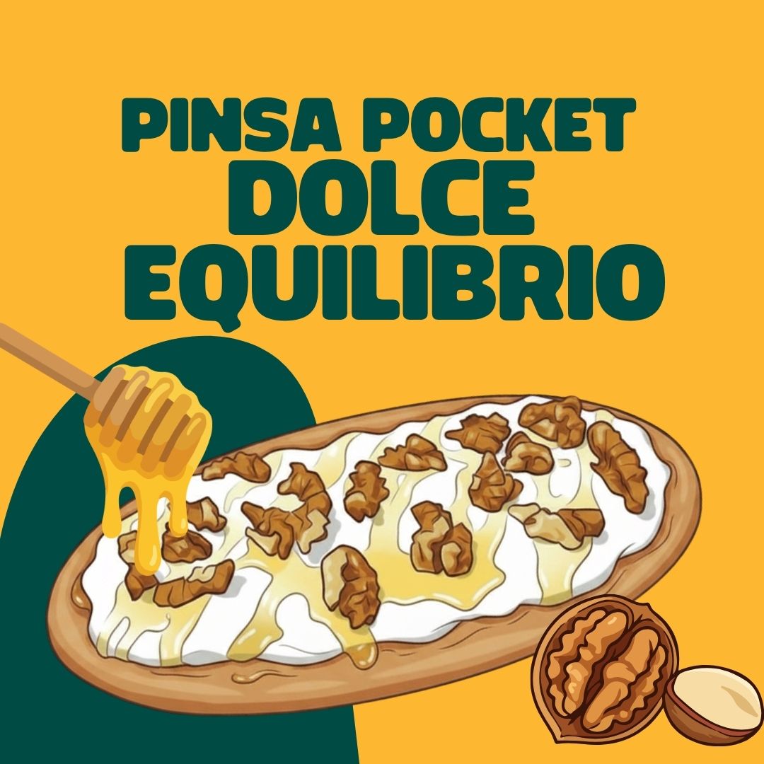 Merenda proteica dolce con mezza base pinsa BePro croccante, yogurt greco, noci e miele a filo